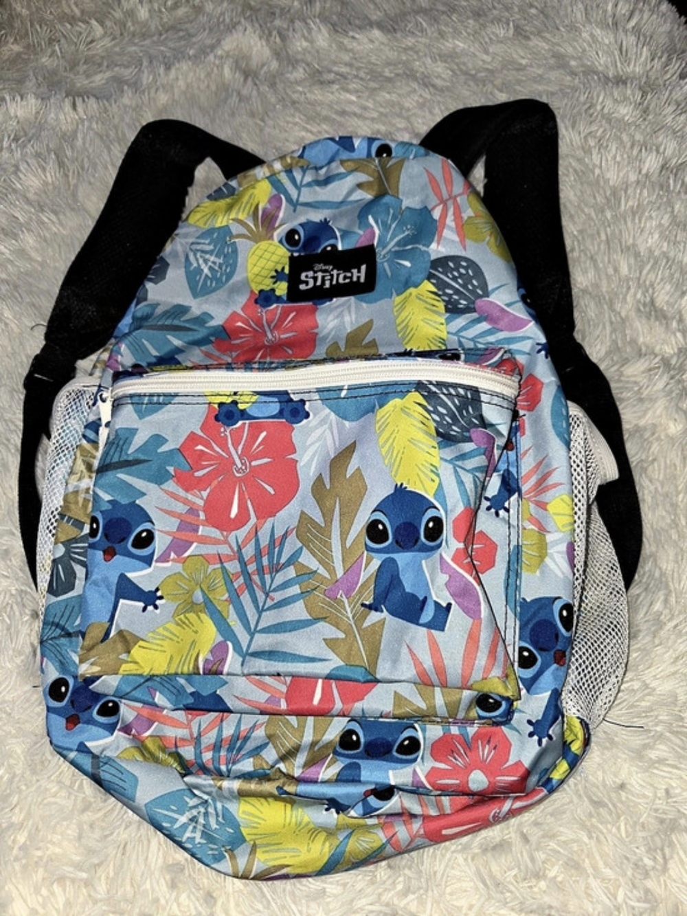 Disney Stitch Floral Character Backpack Blue & Multicolor